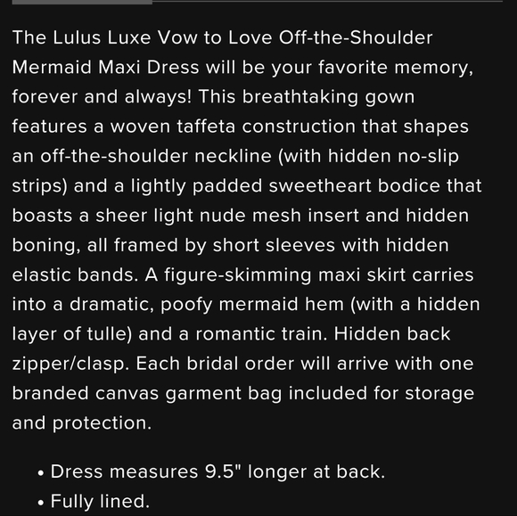 Lulu's Vow to Love Off-the Shoulder Mermaid Maxi Wedding Dress, Sz 10 - Picture 13 of 15